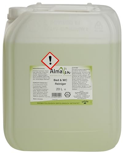 AlmaWin® Bad Reiniger [20L] für strahlende Sauberkeit - Badreiniger Spray mit Pfefferminz-Duft - Badezimmer Reiniger - Effektiv gegen Kalk & Schmutz - Badreiniger Extra Stark, Bio & Vegan