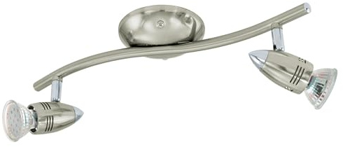 Eglo LED Lámpara de techo Magnum LED, lámpara de techo de 2 luces, foco de techo metálico, lámpara para salón en níquel mate y cromo, focos con bombillas GU10, luz cálida