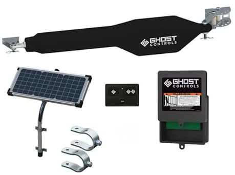 GC GHOST CONTROLS Solar Heavy-Duty Automatic Gate Opener Kit for Driveway Swing Gates with Long-Range Solar Gate Opener Remote - Model TSS1XP
