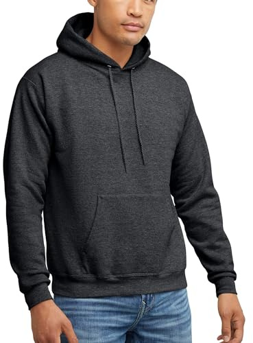 Hanes mens Pullover Ecosmart Hooded Sweatshirt Hoody, Charcoal Heather, Large US