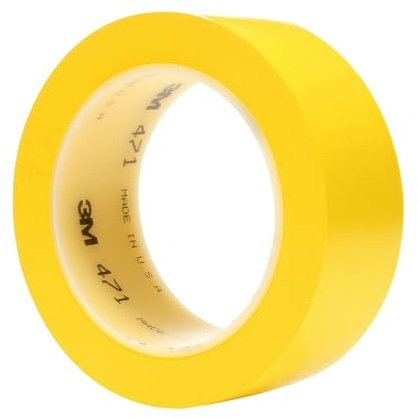 3M Vinyl Tape 471, Floor marking, Safety marking, Clean removal, 50 mm x 33 m, Yellow, Pack of 24