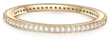 GLANZSTÜCKE MÜNCHEN Damen-Ring 925/- Sterling Silber gelbvergoldet Zirkonia weiß - Memory Ring Stapel-Ring filigran