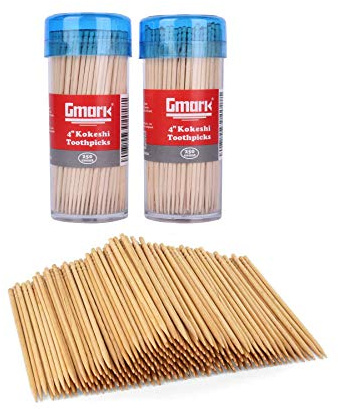 Gmark Premium 4 Kokeshi Toothpicks Skewers 500ct (2 Packs of 250) Extra long toothpicks for appetizers GM1034
