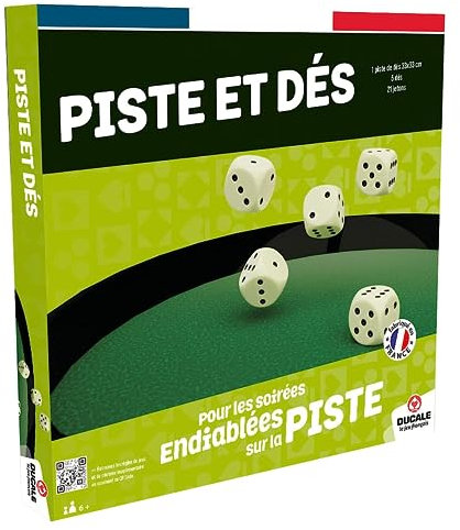 La Ducale- Piste 33cm + 5 dés Yam's + 21 jetons 46 cm Jetons-012206, 9657, Vert