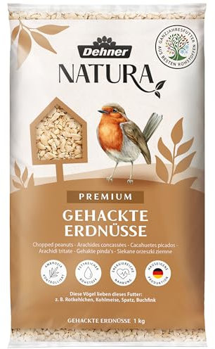 Dehner Natura Premium Wildvogelfutter, gehackte Erdnüsse schalenfrei, Ganzjahresfutter proteinreich / energiereich, hochwertiges Vogelfutter für Wildvögel, 1 kg