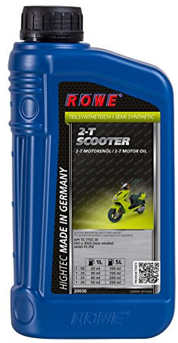 ROWE 20030 HIGHTEC 2-T SCOOTER - teilsynthetisches Hochleistungs-2-Takt- Motorenöl für luft- und wassergekühlte Motoren - 1 Liter