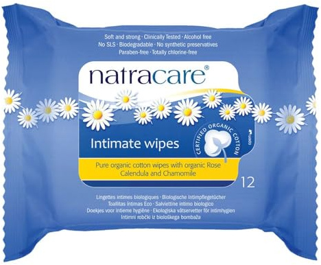 Natracare Organic Intimate Cotton Wipe - 12 Pack Value Size (144 Wipes Total)