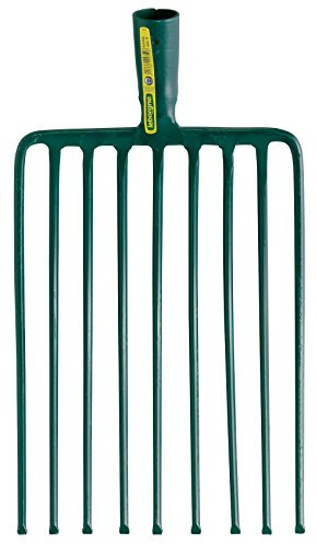 LEBORGNE - Fourche Cailloux Douille 9 Dents - Acier Forgé et Trempé - Dents Extérieures Surélevées - Sans Manche - Largeur 26 cm - Pour Foin et Déchets Végétaux - Jardinage Professionnel