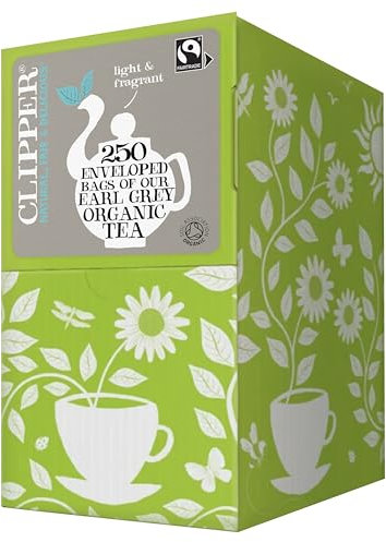 Clipper Organic Earl Grey Tea Bags Natural, Unbleached, Plant-Based Biodegradable & Non GM Teabags Eco Conscious, All Natural Tea Bags Individually Wrapped (250 Teabags)