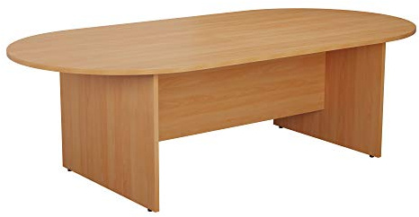 Office Hippo - Large Boardroom Table 180x100x73cm Modern Beech Radial D-End Table For Commercial Office Meeting Room. Sturdy Build, FSC Certified With Heat And Stain Resistant Top