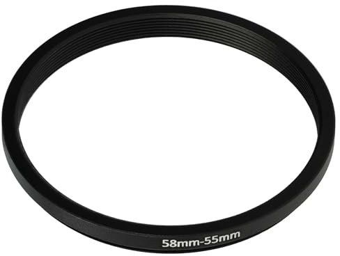 vhbw Step-Down-Ring Adapter von 58 mm auf 55 mm für Kamera Objektiv - Filteradapter, Metall, Schwarz