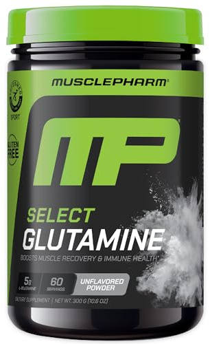 MusclePharm Glutamine, Pure L-Glutamine Powder Supplement for Post Workout Muscle Recovery, Energy & Gut Health, 5g L Glutamine Powder per Serving, Gluten-Free, Unflavored, 60 Servings