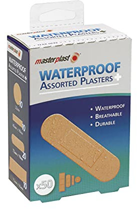 Masterplast Assorted Waterproof Plasters, Flexible, Durable Pack of 50