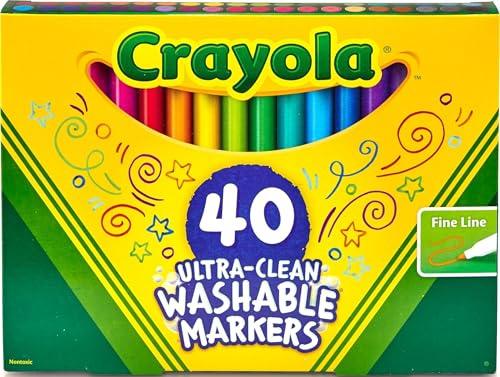 Crayola Ultra Clean Fine Tip Washable Markers 40ct, Kids School Supplies