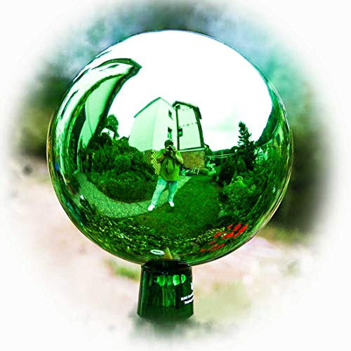 Lauschaer Glaskunst-Gartenkugel Thuringer Boule de roses Vert 12 cm