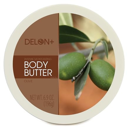 DELON Intense Moisturizing Body Butter, Olive with Olive Oil & Vitamin E, 6.9 oz