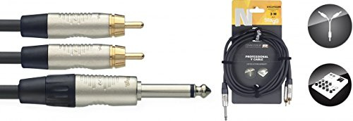 Stagg 19338 3 m 1x Mono Jack Plug to RCA Male Audio Splitter Y Cable - Black