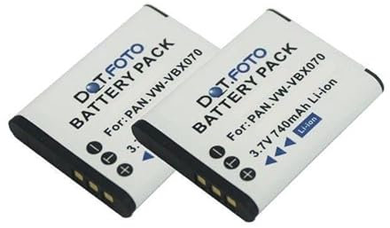 2 x Dot.Foto VW-VBX070, VW-VBX070E-W Premium 3.7v / 740mAh Batterie Rechargeable pour Panasonic HX-DC1, HX-DC10, HX-DC15, HX-DC2, HX-DC3, HX-WA10