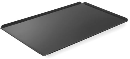 HENDI Backblech, mit PTFE Antihaftbeschichtung, 4 Aufkantungen, geeignet zur Verwendung in Öfen, Blech, Ofenblech, Kuchenblech, Lochblech, GN1/1, 530x325x(H)10mm, Aluminium, schwarz