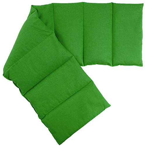 Cuscino termico - Cuscino con semi di uva, 75x20cm. Cuscino riscaldabile per la schiena, il ventre e molto altro, con 8 compartimenti. Terapia caldo e freddo (verde chiaro)
