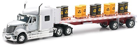 Newray International Lonestar Flatbed with Radioactive Waste Barrels 1/32 Scale Model Toy Truck