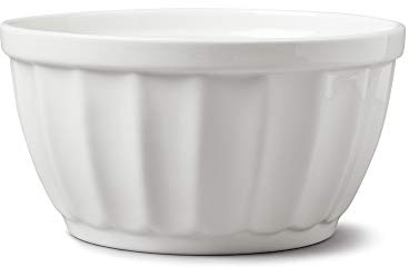 WM Bartleet & Sons 1750 T470 Traditional Porcelain Large Fluted Kitchen Serving Bowl, 1200ml – White