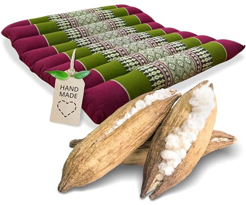 livasia Sitzkissen Stuhlauflage klein - 35x35x4,5cm - Bodenkissen gesteppt Indoor/Outdoor, Meditationskissen Yogakissen, Stuhlauflage Palettenmöbel, Steppkissen für Stuhl und Bank (Rot/Grün)