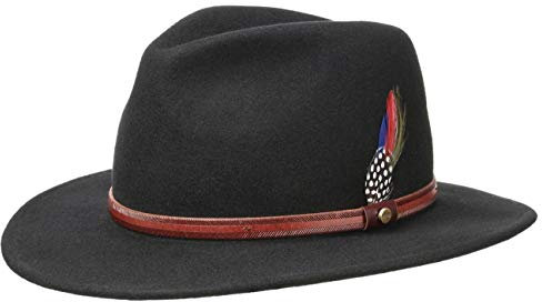 Stetson Rantoul Hut Wollfilz Outdoor Schmutz- und Wasserabweisend Damen Herren Sommer Winter schwarz M (56-57 cm)