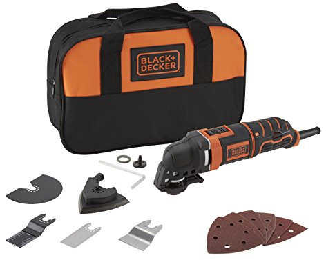 Black+Decker Multifunktionswerkzeug MT300SA2 (300W, mit Super-Lok Schnellspann-System, zum Sägen, Schleifen und Spachteln, ergonomisches Griffdesign, Staubabsaugung, 12-teiliges Zubehörset)