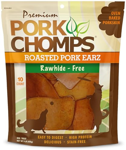 Pork Chomps Roasted Pork Skin Dog Chews, Ear Shapes, 10 Count