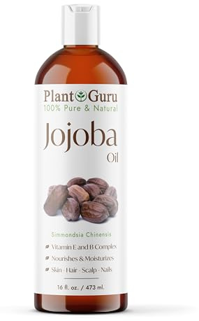Jojoba Oil 16 fl. oz. Cold Pressed Unrefined - 100% Pure Natural Moisturizer For Skin, Body, Face And Hair Growth. Deeply Hydrating Carrier Oil For DIY Soap Making and Massage
