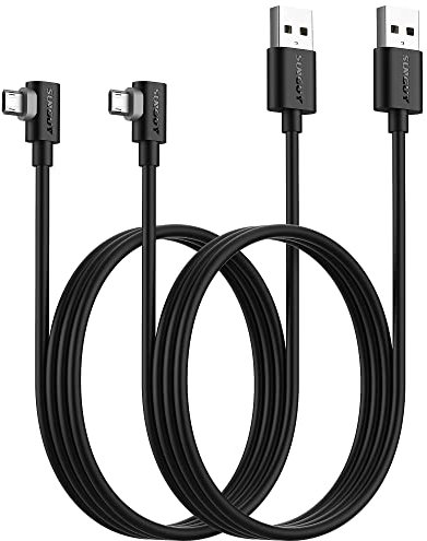 SUNGUY Cable micro USB en ángulo recto de 1m [paquete de 2], cable micro USB corto de 90 grados, carga rápida, sincronización de datos USB 2.0 para Galaxy S7 Edge, S6, S5, Moto E6 5 4 y LG