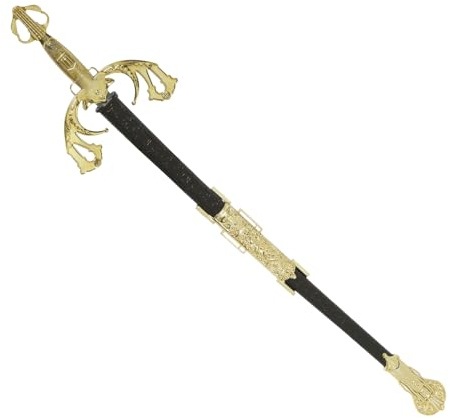 FIESTAS GUIRCA | Épée Noble Factice 62 cm - Accessoire pour Déguisement Mousquetaire Brigand Corsaire Escrime - Carnaval Halloween Fêtes à Thème - Adulte Enfant - Or Noir