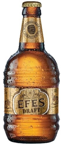 EFES Draft Lager Beer 12 x 500ml Barrel-Shaped Bottles, 5 percent ABV – Fresh Draught Taste – Turkish Beer - Optimal Served Chilled for BBQs, Parties and Mediterranean Food