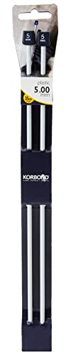 Korbond 180007 Single Point Knitting Needle Pair-5.00mm x 35cm – Plastic – Durable, Lightweight, Designed for Comfort-Ideal for A Multitude of Patterns and Projects-Jumpers, Socks, Blankets