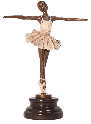 Decoratie Bronzefigur Figur Skulptur Motiv: Ballett Tänzerin auf Marmorsockel Höhe 28,7 cm