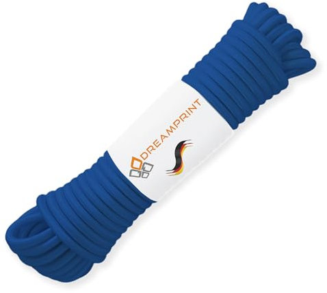 Dreamprint Expanderseil 20m Blau 8mm Ø - Gummiseil, Planenseil, elastisches Seil für Innen & Außen - Wetterfest & Reißfest - Ideal für Ladungssicherung, Planenbefestigung, Camping & Outdoor