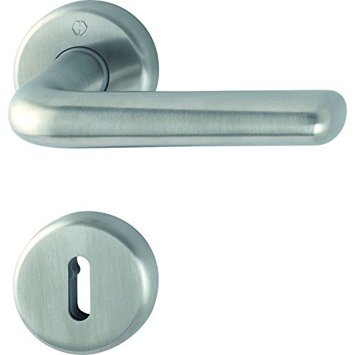 HOPPE 3075201 Helsingborg Set Maniglia con Rosette BB (Deadlock), Inox, Acciaio Inossidabile Opaco