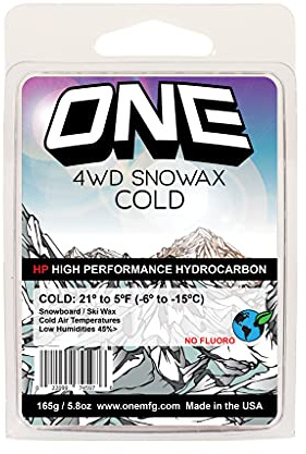 One Mfg 4WD Snowboard & Ski Wax, 165g Large Bar, Oneball Wax for Cold Snow, 21ºF to 5ºF (-6ºC to -15ºC), Tropical Scent, No Fluoro