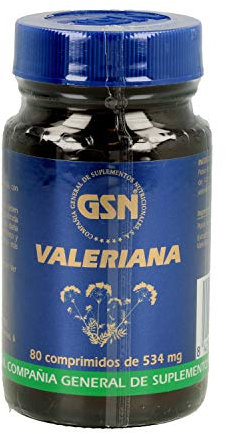 GSN | Valeriana | Valerénicos | Función Relajante | Calidad de Sueño | Calmante y Relajante | Descanso Óptimo | Ansiedad, Insomnio e Irritabilidad | Hipertensión Arterial | 80 comprimidos