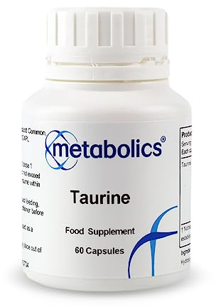 Taurine 480mg – 60 Vegan Capsules | Supports Energy, Cardiovascular & Nervous System Health | High Absorption Amino Acid Supplement | UK Made | Metabolics