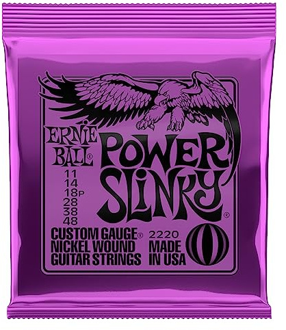 Ernie Ball Power Slinky Nickel Wound Electric Guitar Strings, 11-48 Gauge (P02220)