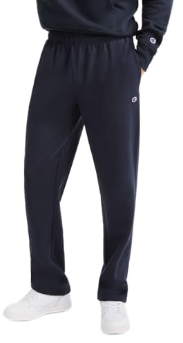 Champion, Fleece, Open-Bottom Sweatpants for Men (Reg. Or Big & Tall) Pantaloni, Navy-Logo C Patch, M Uomo