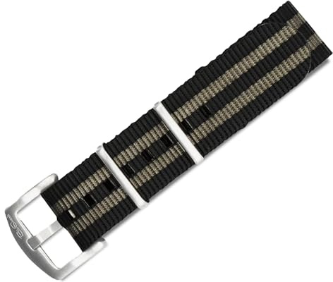 BluShark - Original Collection Military-Style Waterproof Watch Strap, Fits All Timepiece Brands, Durable Nylon Wristwatch Accessories with Stainless Steel Buckle, Bond, 22mm