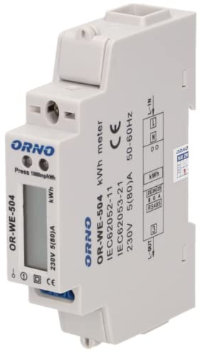 ORNO WE-504 Compteur Electrique Monophasé 80A Port RS-485 1 Module pour DIN TH-35mm