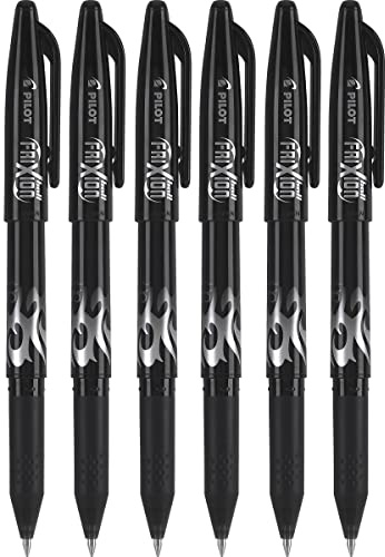 Pilot FriXion Ball 0.7mm Erasable Gel Pens, Fine Point, Black Ink, Pack Of 6