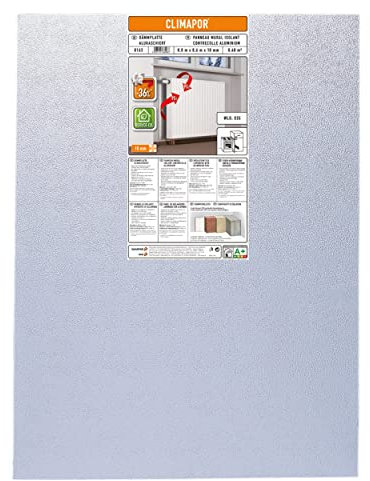 CLIMAPOR Dämmplatte alukaschiert, Hitze-Kälte-Stop, 0,8 m x 0,6 m x 10 mm, 12 Platten (ca. 5,76 qm)