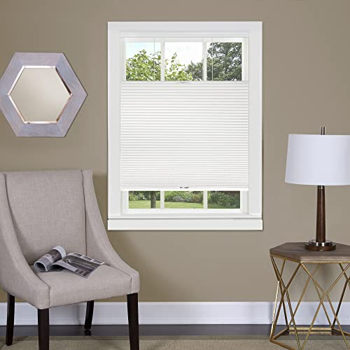 Cordless Cellular Pleated Window Shades - 36 Inch Width, 64 Inch Length - White - Light Filtering Top-Down Honeycomb Pull Down Blinds for Windows and Skylights by Achim Home Decor