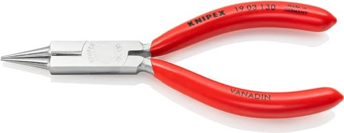 KNIPEX Rundzange mit Schneide (Schmuckbiegezange) verchromt mit Kunststoff überzogen 130 mm, 19 03 130