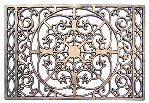 Ehc Decorative Wrought Iron Effect Rubber Grill Door Mat, 40 x 60 cm - Bronze Finish